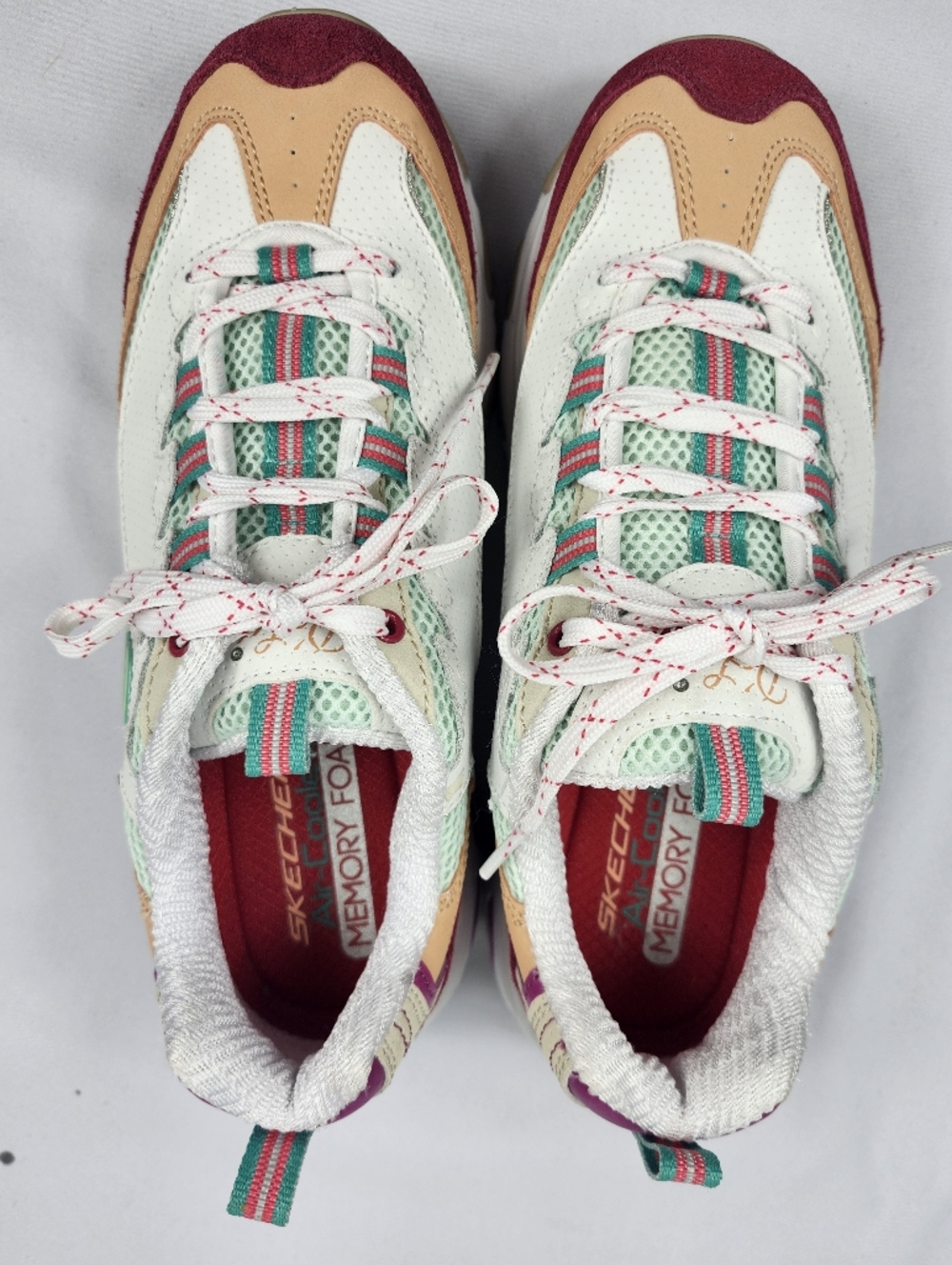 Skechers D'Lites Women's 8.5 M White Multicolor Casual Memory Foam Sneaker Shoes - Picture 6 of 9